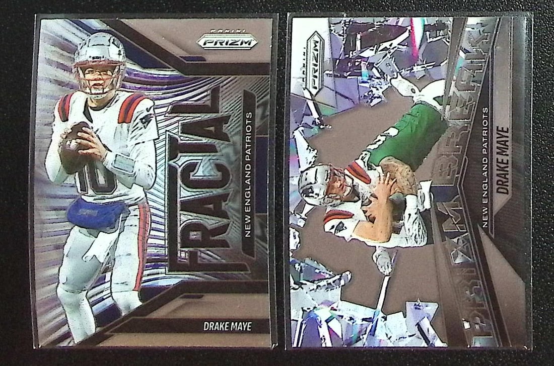 Lot of 2 Drake Maye 2025 Panini Prizm Inserts. Fractal #7 & Prizm Break #6. Patriots (1 of 2)