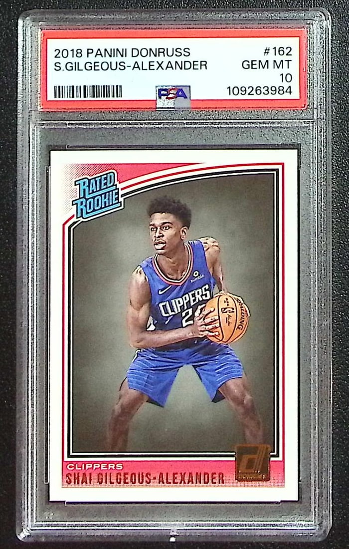 Shai Gilgeous-Alexander Rookie Card 2018-19 Donruss #162 PSA 10 Clippers, Thunder (1 of 2)