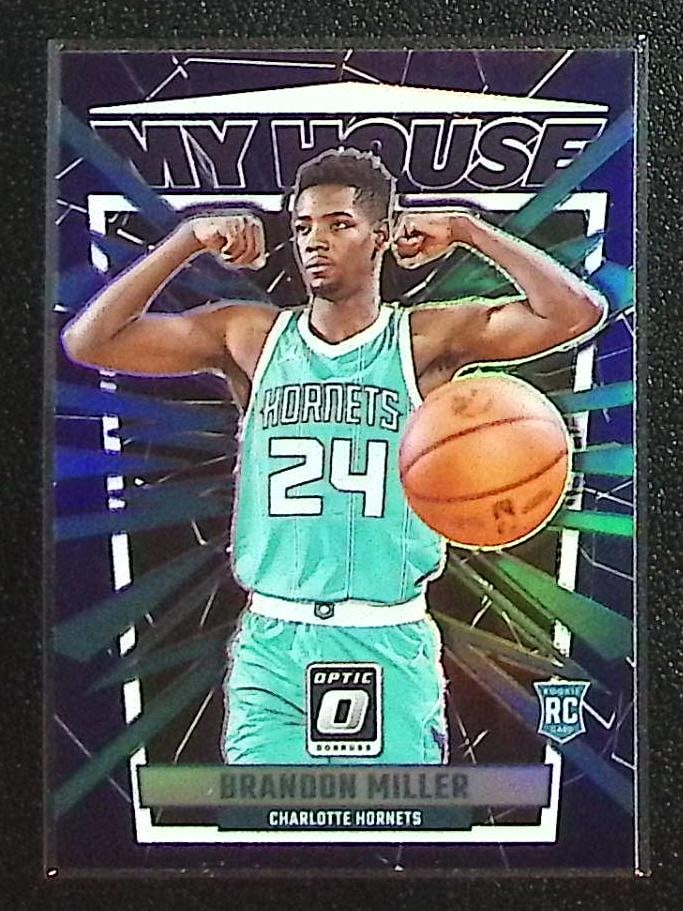 Brandon Miller Rookie Card My House Purple Prizm 2023-24 Donruss Optic #5 Hornets: Panini Select, Prizm, Mosaic, Contenders, Revolution, Phoenix, NBA Hoops, Rookie NFL Sports Trading Cards, Silver, SP, SSP, Wave Prizms, Numbered Cards, Basketball sports Cards for Sale Near Me, NBA C