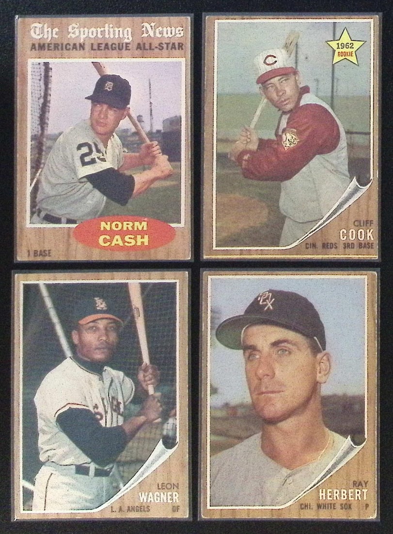 Lot of 4 1962 Topps Vintage Baseball Cards. All Different, See Pictures for Cards/Condition (1 of 2)