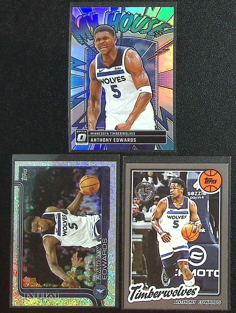 Lot of 3 Anthony Edwards Basketball Cards. All Different, See Pictures: Lot of 3 Anthony Edwards Basketball Cards. All Different, See Pictures