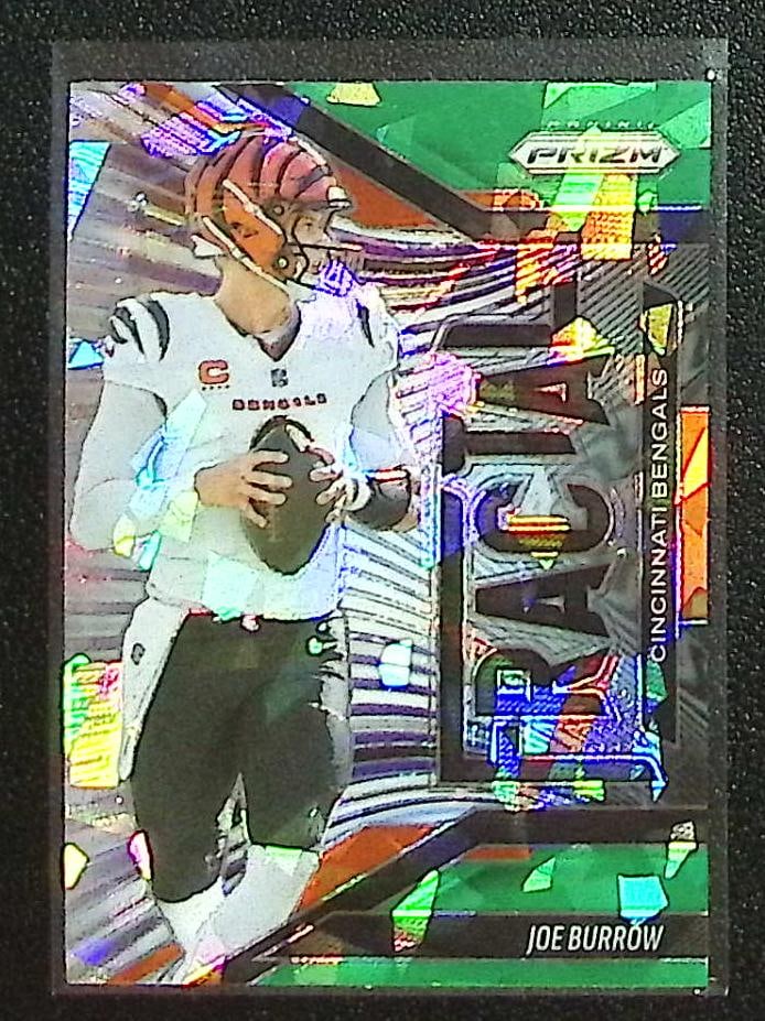 Joe Burrow Fractal Green Ice 2025 Panini Prizm #8 Cincinnati Bengals: Panini Select, Prizm, Mosaic, Contenders, Zenith, Phoenix, Illusions, Absolute, Rookie NFL Sports Trading Cards, SP, SSP, Cards, Football Cards for Sale Near Me, Superbowl & Hall of Fame Player Cards,