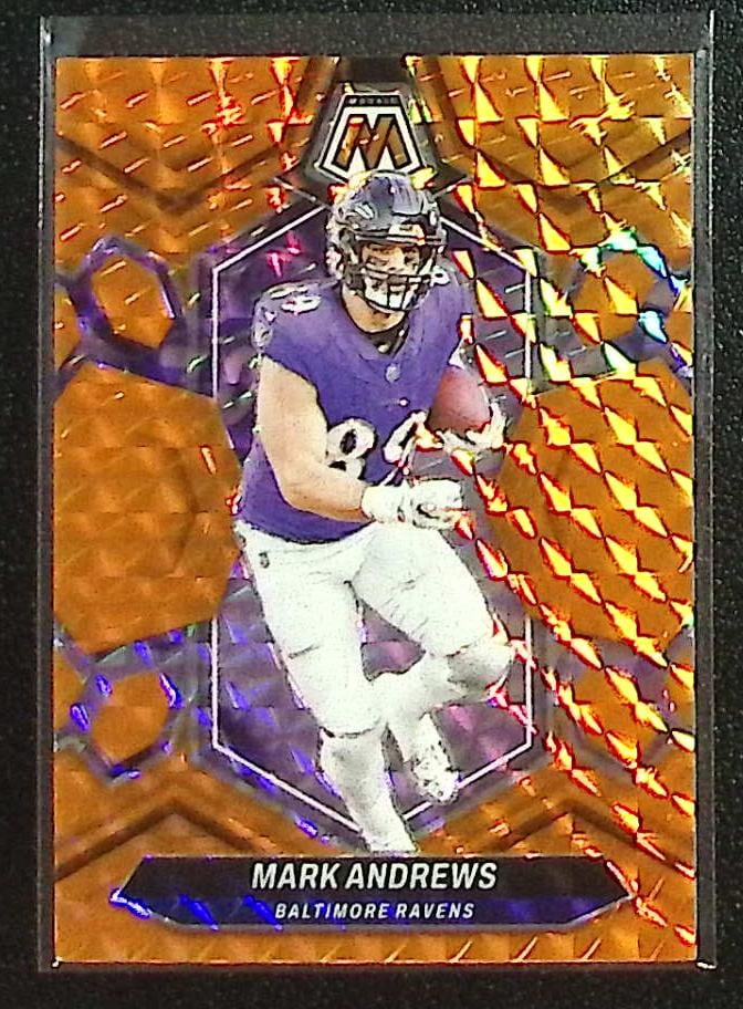 Mark Andrews Orange Mosaic Prizm /199 2024 Panini Mosaic #18 Baltimore Ravens: Panini Select, Prizm, Mosaic, Contenders, Zenith, Phoenix, Illusions, Absolute, Rookie NFL Sports Trading Cards, SP, SSP, Cards, Football Cards for Sale Near Me, Superbowl & Hall of Fame Player Cards,