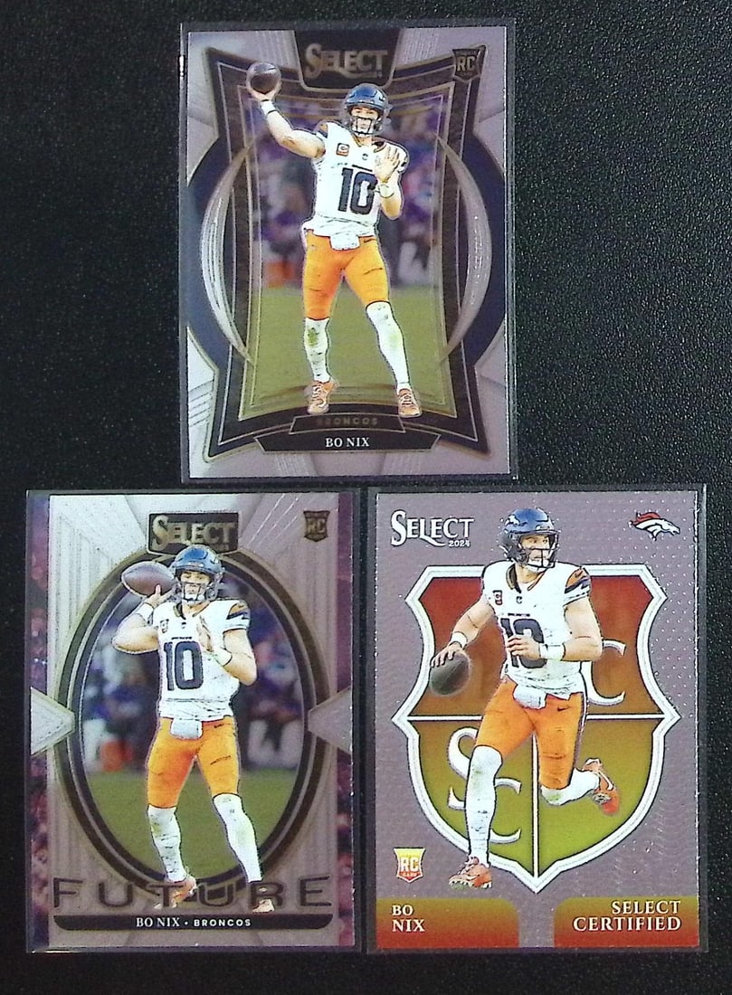Lot of 3 Bo Nix Rookie Cards 2024 Select. All Different, See Pictures. Denver Broncos (1 of 2)
