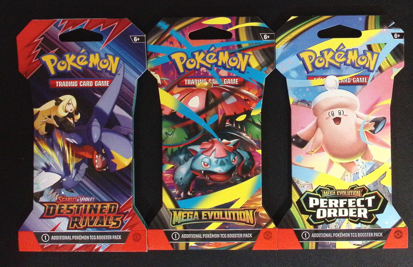 3 COUNT: 1 - Pokemon Destined Rivals, 1 - Mega Evolution, & 1 - Perfect Order Booster Packs (1 of 1)