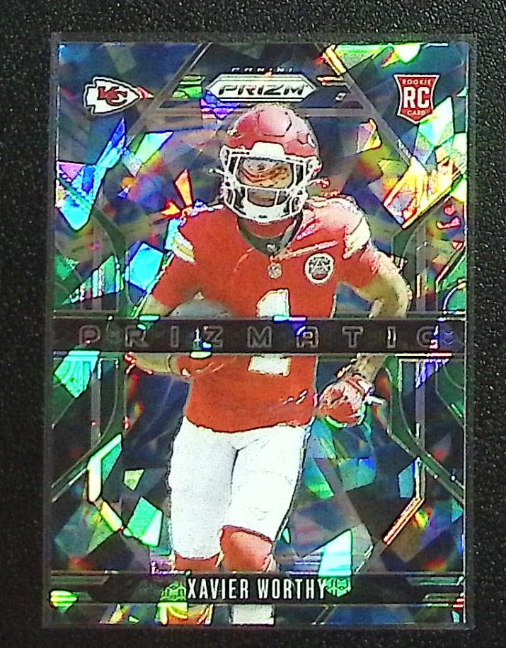 Xavier Worthy Rookie Card Prizmatic Green Ice 2024 Panini Prizm #14 Chiefs (1 of 2)