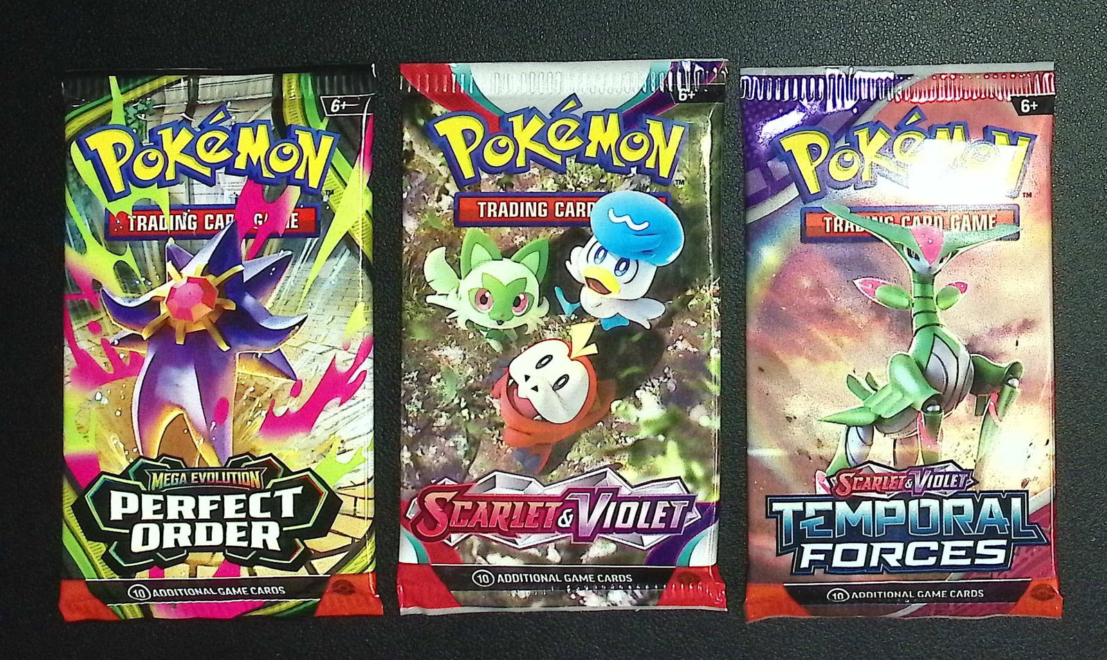 3 COUNT: 1 - Pokemon Perfect Order, 1 - Scarlet & Violet, & 1 - Temporal Forces Booster Packs (1 of 1)
