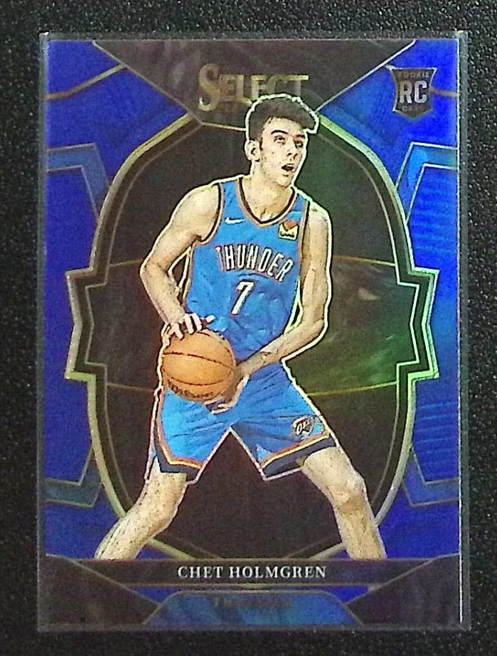 Chet Holmgren Rookie Card Blue Prizm 2022-23 Select #83 Oklahoma City Thunder: Panini Select, Prizm, Mosaic, Contenders, Revolution, Phoenix, NBA Hoops, Rookie NFL Sports Trading Cards, Silver, SP, SSP, Wave Prizms, Numbered Cards, Basketball sports Cards for Sale Near Me, NBA C