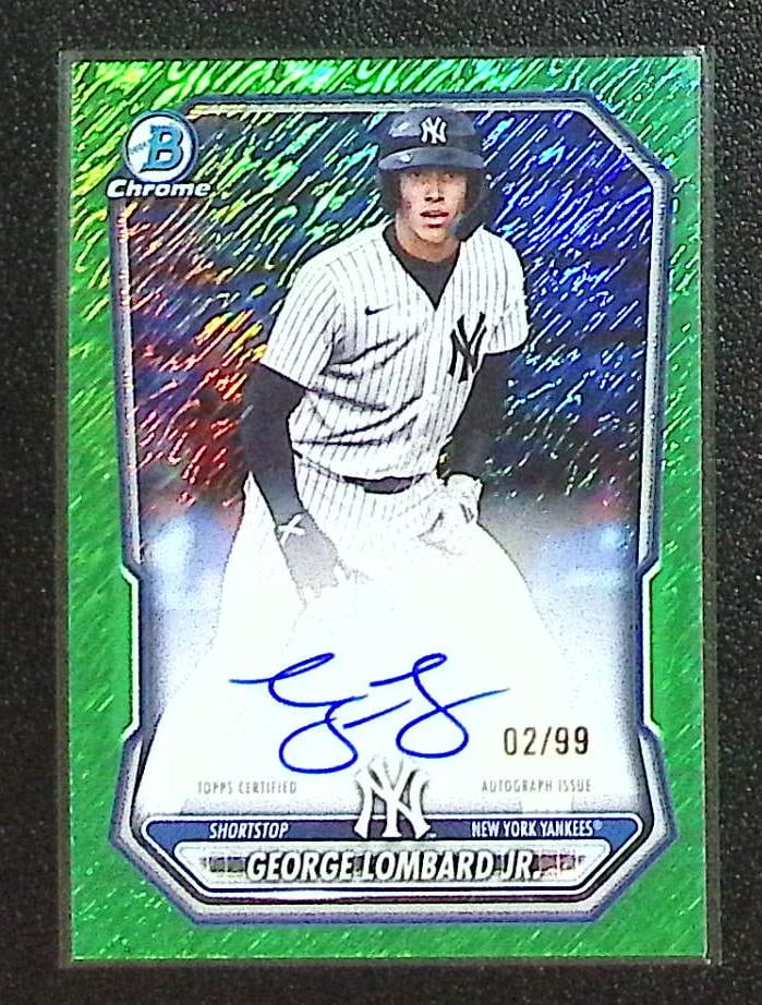 George Lombard Jr. Green Shimmer Refractor Auto /99 2026 Bowman Chrome #CPA-GL: Bowman Baseball MLB Trading & Sports Cards, Sports Cards for Sale Near Me, World Series & Hall of Fame Players, SP, SSP, Chrome, 1st Bowman, Auction Memorabilia Lots Sold On Line