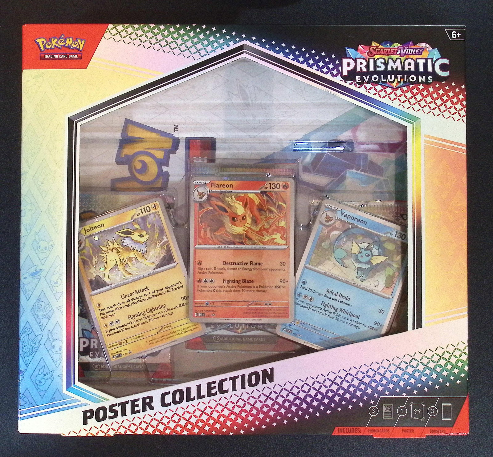 2025 Pokemon Scarlet & Violet Prismatic Evolutions Poster Collection: Pokemon Trading Card Game Cards, Charizard, Pikachu, Mewto, EX, Referse Holo, Holo Rare Cards, Secret Rare Cards, Full Art Cards, Evee, 3 Stars Ultra Rare Cards, Double Rare, Illustration Rare, Specia