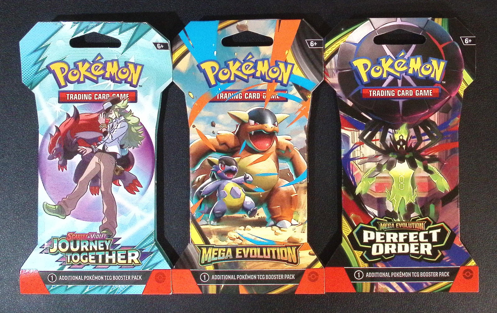 3 COUNT: 1 - Pokemon Journey Together, 1 - 2025 Mega Evolutions, & 1 - Perfect Order Booster Packs (1 of 1)