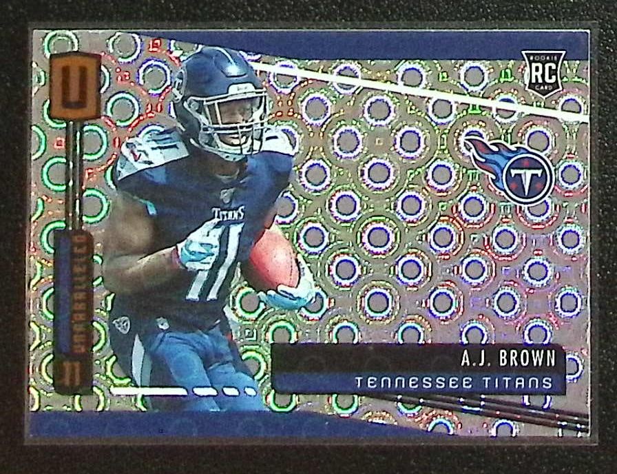 Aj Brown Rookie Card Groove 2019 Panini Unparalleled #245 Titans, Eagles: Panini Select, Prizm, Mosaic, Contenders, Zenith, Phoenix, Illusions, Absolute, Rookie NFL Sports Trading Cards, SP, SSP, Cards, Football Cards for Sale Near Me, Superbowl & Hall of Fame Player Cards,