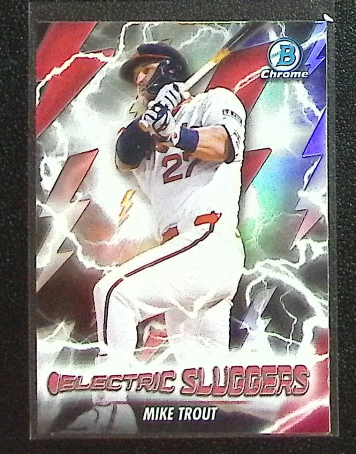 Mike Trout Electric Sluggers 2026 Bowman Chrome #ES-25 Los Angeles Angels: Bowman Baseball MLB Trading & Sports Cards, Sports Cards for Sale Near Me, World Series & Hall of Fame Players, SP, SSP, Chrome, 1st Bowman, Auction Memorabilia Lots Sold On Line