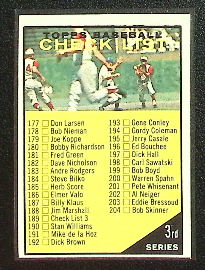 Topps Baseball Checklist 3rd Series 1961 Topps #189 Unmarked, See Pics for Condition (1 of 2)
