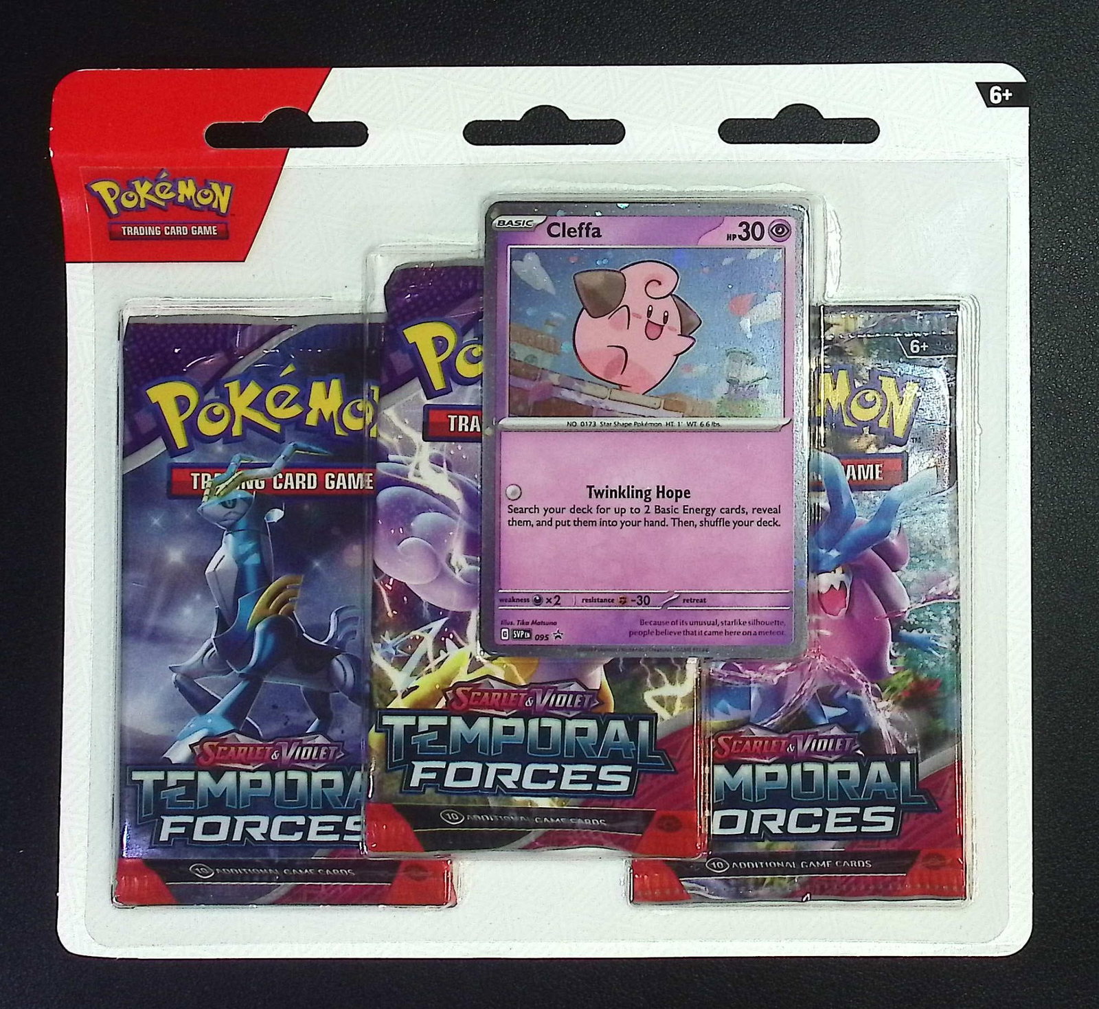 2024 Pokemon Scarlet & Violet Temporal Forces Blister Booster Hanger of 3 Packs: Pokemon Trading Card Game Cards, Charizard, Pikachu, Mewto, EX, Referse Holo, Holo Rare Cards, Secret Rare Cards, Full Art Cards, Evee, 3 Stars Ultra Rare Cards, Double Rare, Illustration Rare, Specia