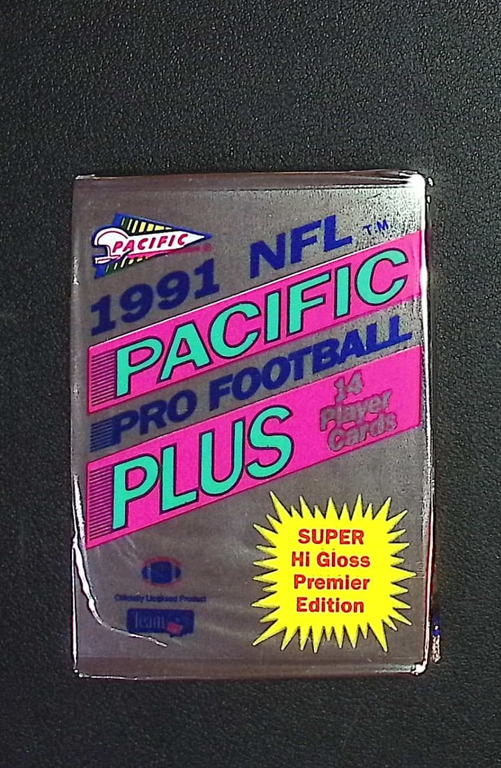 1991 Pacific Plus Premier Edition Football Retail Box Wax Pack - Super Hi Gloss! (1 of 1)