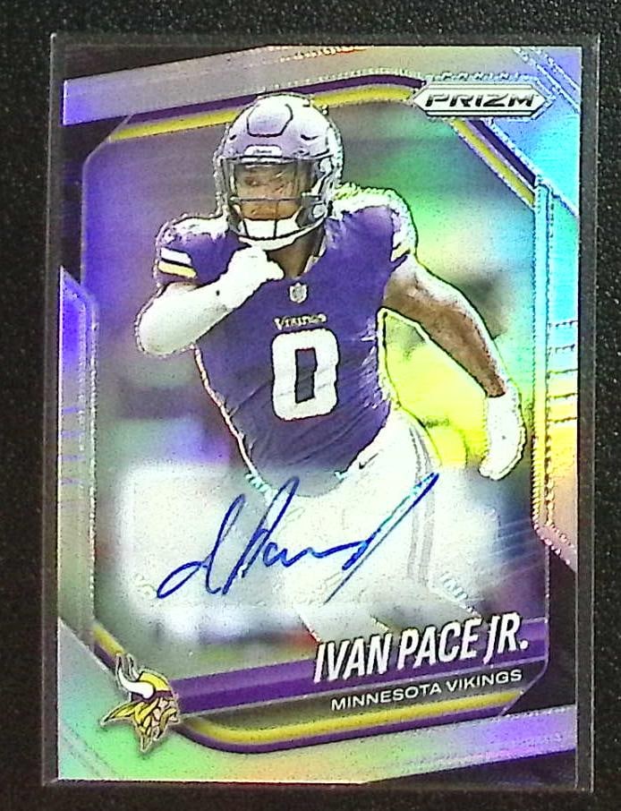 Ivan Pace Jr. Silver Prizm Auto 2025 Panini Prizm #77 Minnesota Vikings (1 of 2)