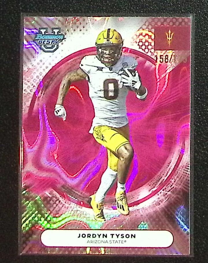Jordyn Tyson Pink Lava Refractor /175 2025 Bowman U Best #29 Arizona State Sun Devils (1 of 2)