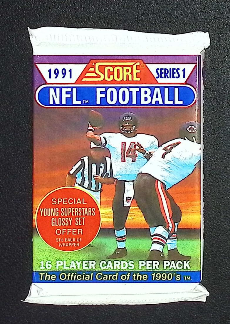 1991 Score Series 1 Vintage Football Card Retail Box Pack Sports Cards Brett Favre Rookie Card (1 of 1)
