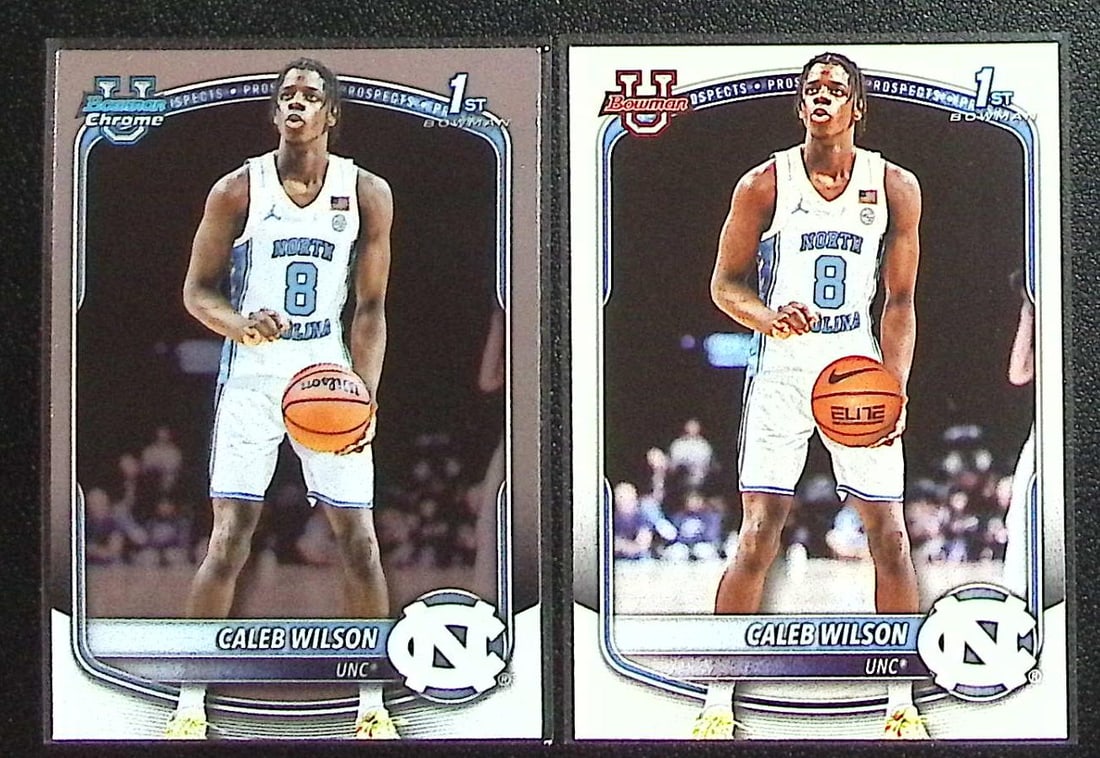 Lot of 2 Caleb Wilson 1st Bowmans. 1 Chrome #BCP-83 & 1 Paper #BPP-83. UNC Tarheels (1 of 2)