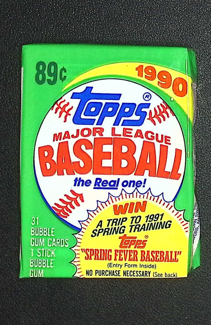 1990 Topps Series 1 Vintage Baseball CELLO Pack - Set Contains Ken Griffey, Jr. Rookie Card (1 of 2)