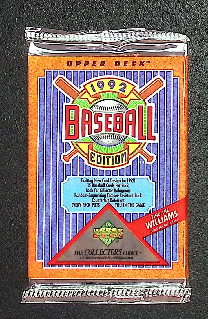 1992 Upper Deck Vintage Series 1 Baseball Card Retail box Wax Pack - MLB Sports Trading Card: Upper Deck Vintage Baseball MLB Trading & Sports Cards, New York Yankees Card, Nolan Ryan Texas Rangers Card, Old Sports Cards for Sale Near Me, World Series & Hall of Fame Players, Valuable Auction C