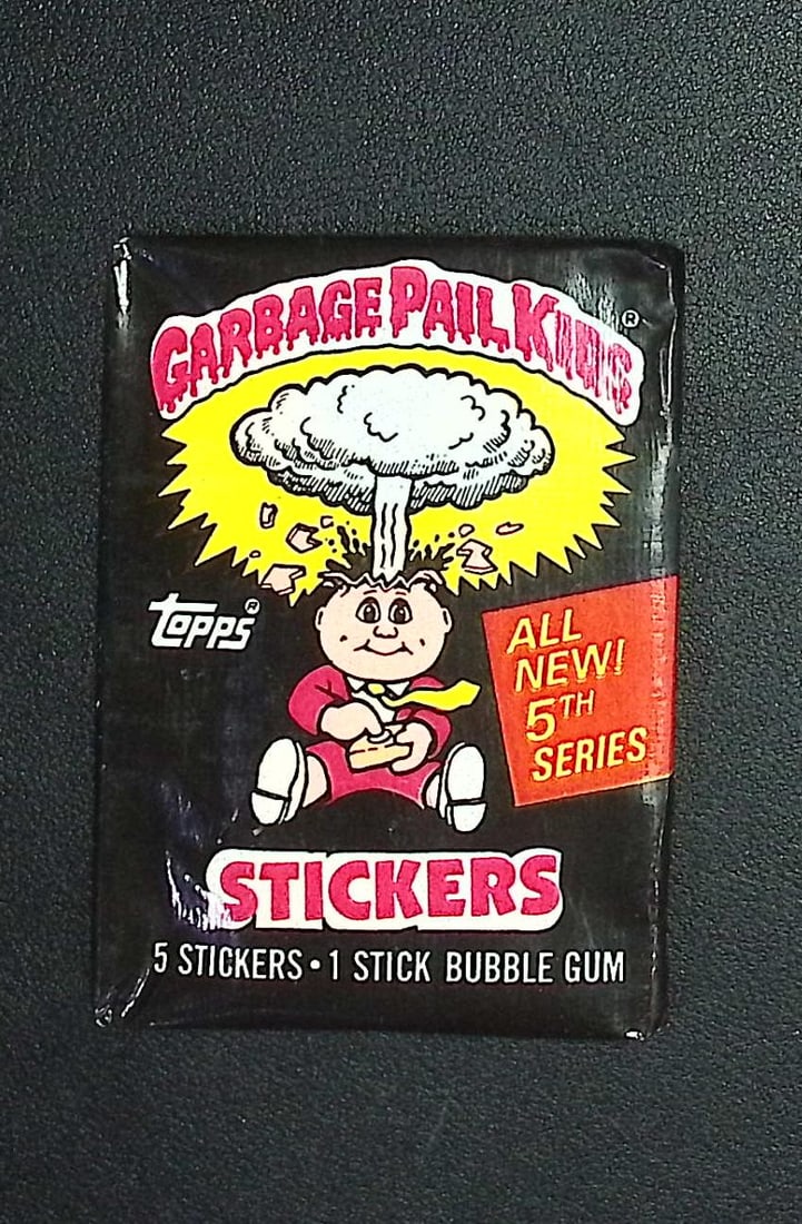 1986 Topps Vintage Garbage Pail Kids Retail Box Wax Pack - 5th Series: Sealed Packs this old have no card quality guarantees - Topps Trading Cards Sold on Line, Auction Lots for sale on line, Trading Card Stickers