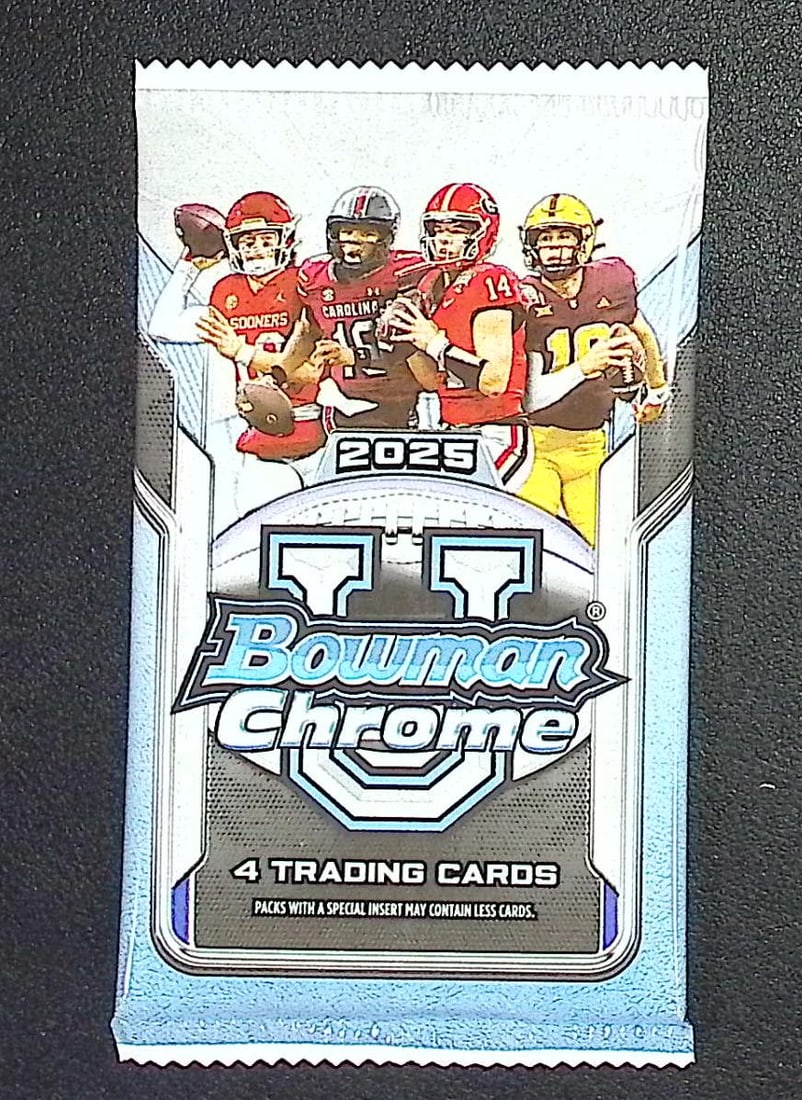 2025 Bowman Chrome U Football Cards BLASTER BOX PACK Sports Cards NFL Trading Cards: Bowman Rookie Football NCAA & NFL Trading Sports Cards, Sports Cards for Sale Near Me, 1st Bowman, Prospect, Autographs, Lava, Refractor