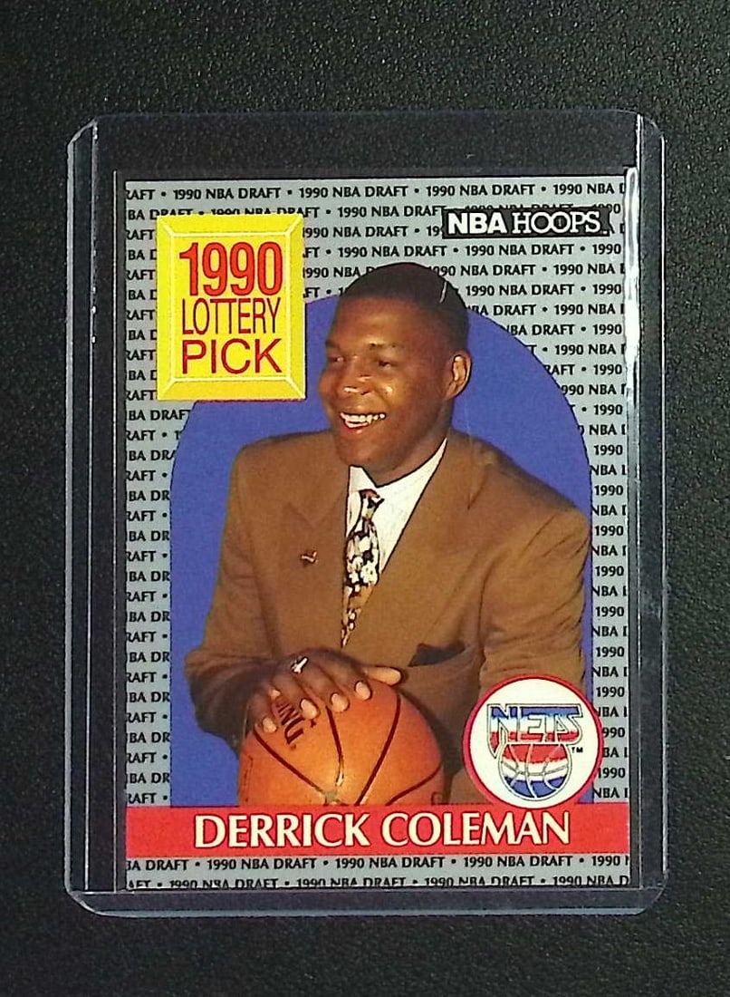 Derrick Coleman Rookie Card Lottery Pick 1990 NBA Hoops #390 Vintage NBA Card (1 of 2)