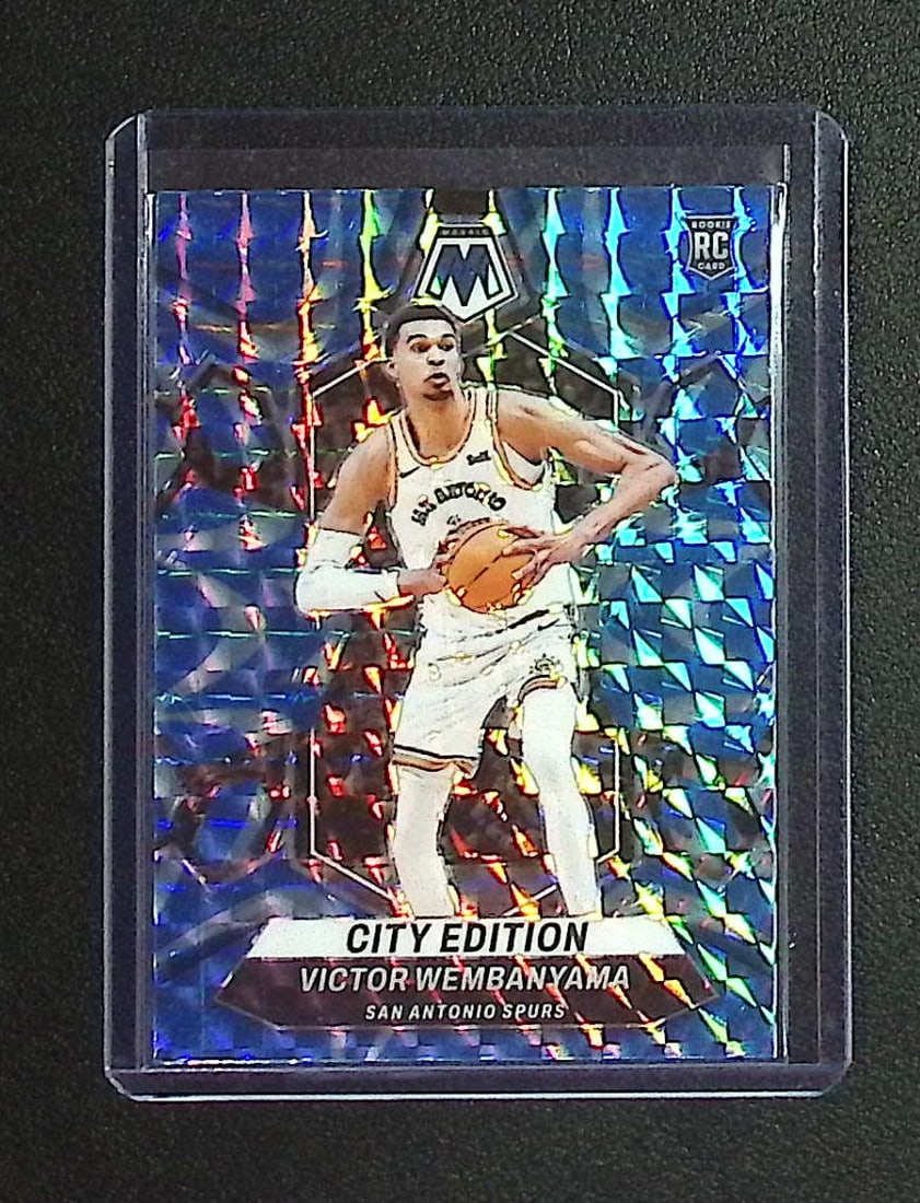 Victor Wembanyama Rookie Card Reactive Blue Mosaic Prizm City Edition 2023 Panini Mosaic #282 (1 of 2)