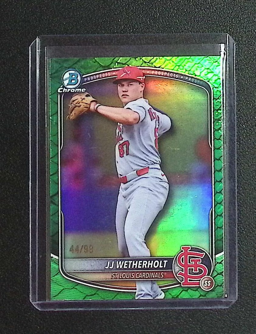 J.J. Wetherholt /99 Green Reptillian Refractor 2025 Bowman Draft Chrome #BDC-145 (1 of 2)