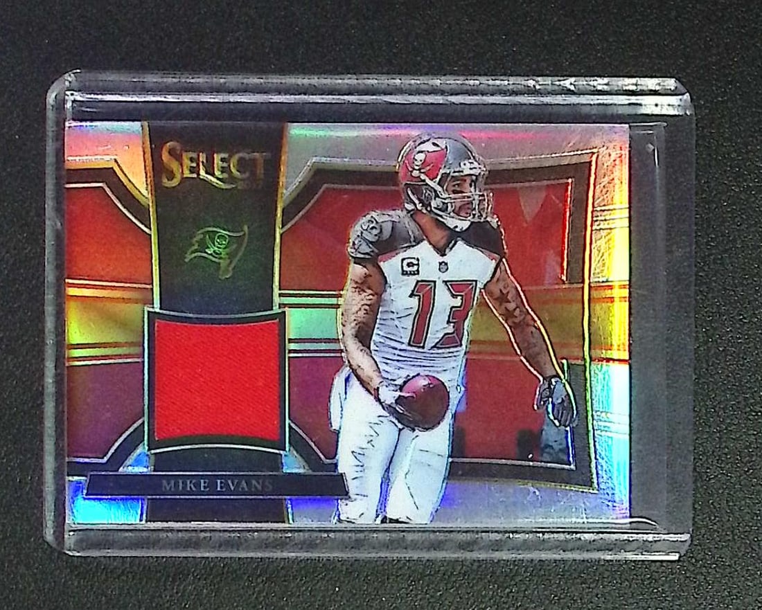 Mike Evans /199 Silver Prizm Player Worn Jersey 2017 Panini Select Swatches #13: Panini Select, Prizm, Mosaic, Contenders, Zenith, Phoenix, Illusions, Absolute, Rookie NFL Sports Trading Cards, SP, SSP, Cards, Football Cards for Sale Near Me, Superbowl & Hall of Fame Player Cards,