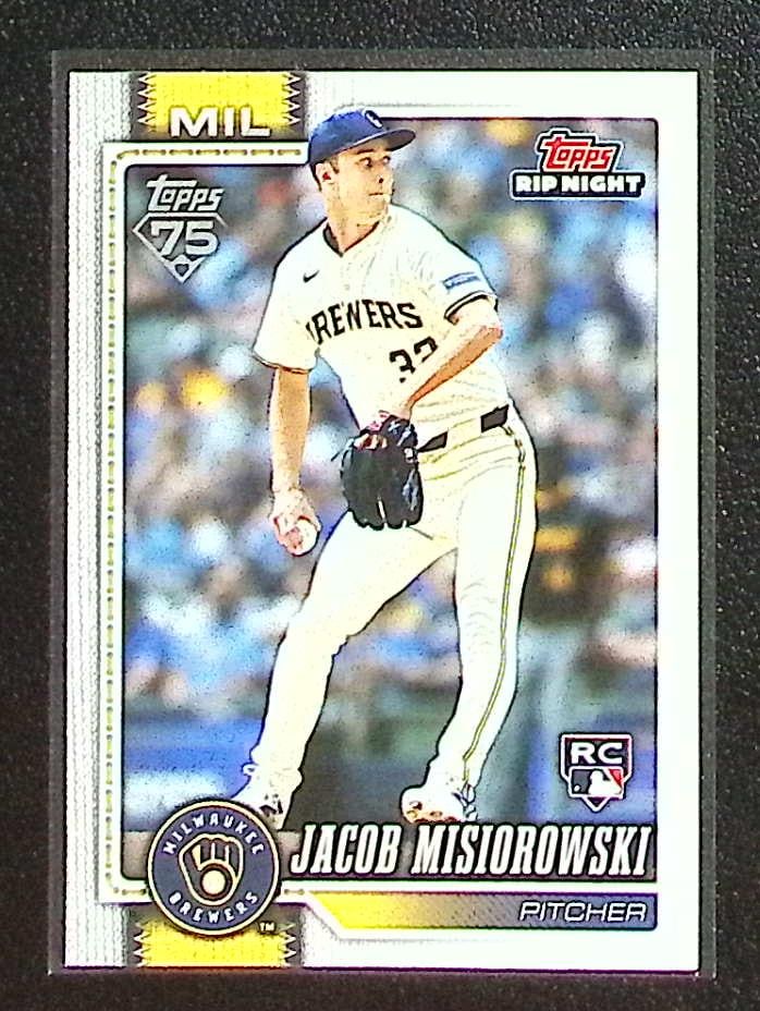 Jacob Misiorowski Rookie Card 2026 Topps Hobby Rip Night #BB25 Milwaukee Brewers: Topps Baseball MLB Trading & Sports Cards, Sports Cards for Sale Near Me, World Series & Hall of Fame Players Memorabilia, Refractors, X-Fractors, Numbered, SP, SSP, Valuable Auction Memorabilia Lots