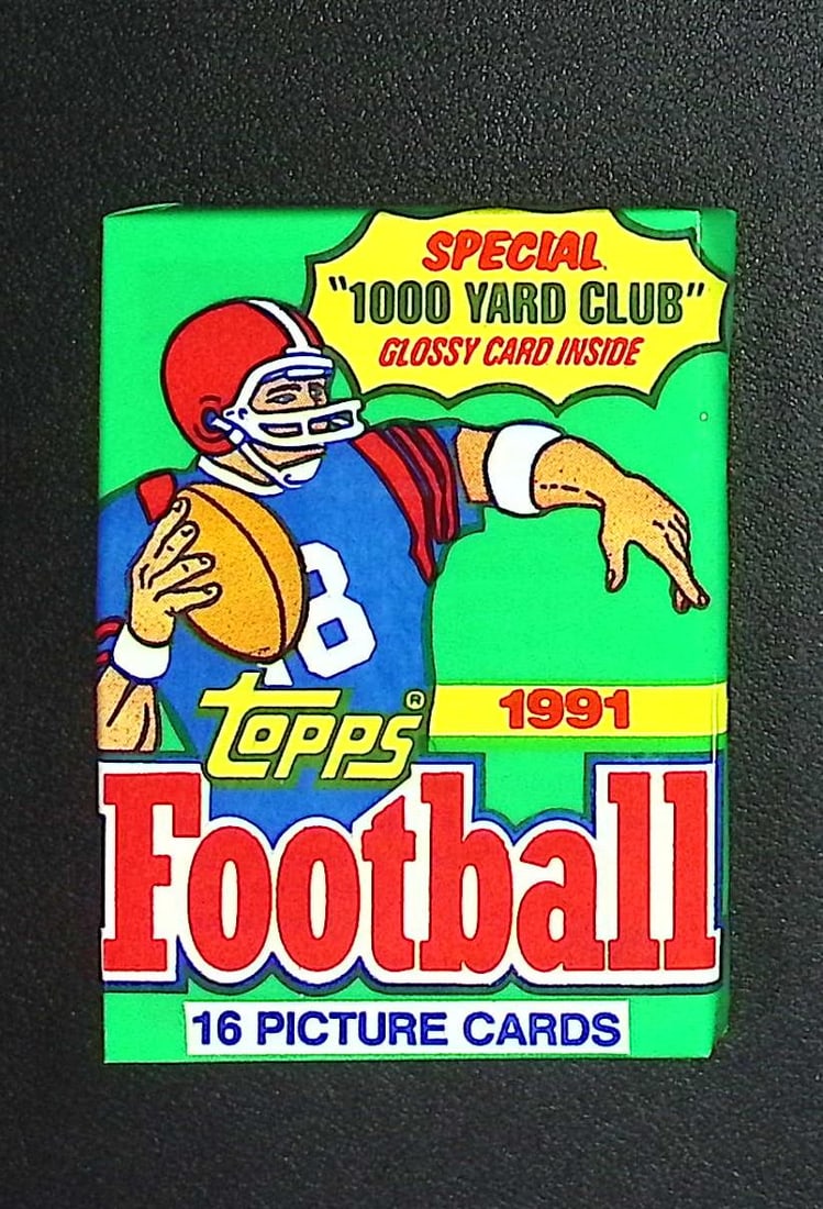 1991 Topps Football Card Retail Box Wax Pack NFL Trading Card, Sports Cards: Vintage Valuable Football NFL Trading & Sports Cards, Old Sports Cards Sold On Line, Auction Lots Sold On Line, Super Bowl and Hall of Fame Players, Dallas Cowboys, Buffalo Bills, Steelers, 49ers,