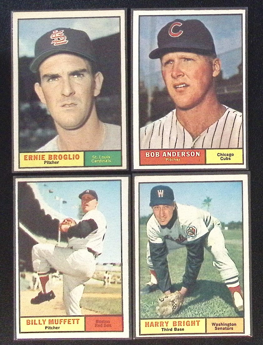 Lot of 4 1961 Topps Vintage Baseball Cards. All Different, See Pictures for Cards/Condition (1 of 2)