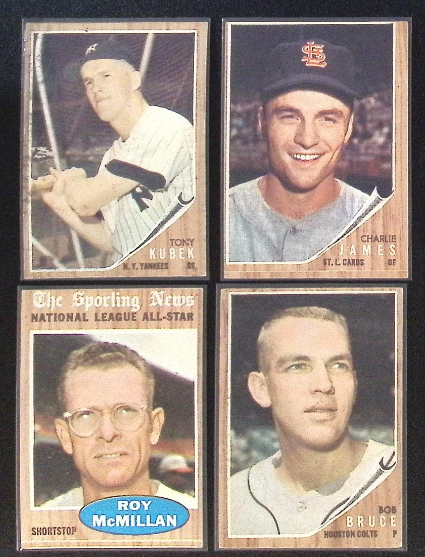 Lot of 4 1962 Topps Vintage Baseball Cards. All Different, See Pictures for Cards/Condition (1 of 2)