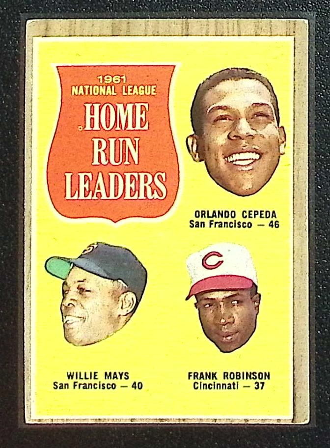 1961 NL HR Leaders Cepeda/Mays/Robinson 1962 Topps #54 Vintage Baseball Card (1 of 2)
