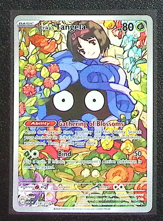 Pokemon Ascended Heroes Erika's Tangela Illustration Rare #218: Pokemon Trading Card Game Cards, Charizard, Pikachu, Mewtwo, Reverse Holo, Holo Rare, Secret Rare Cards, Full Art Cards, Eevee, Ultra Rare Card, Illustration Rare, Special Illustration Rare SIR