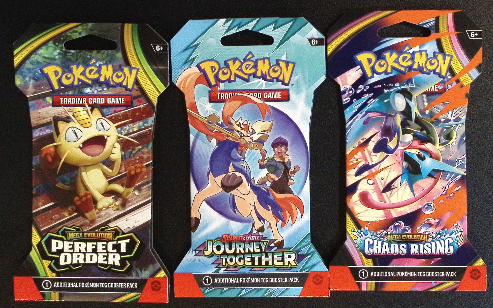 3 COUNT: 1 - Pokemon Chaos Rising, 1 - Journey Together, 1 - Perfect Order Booster Packs (1 of 1)