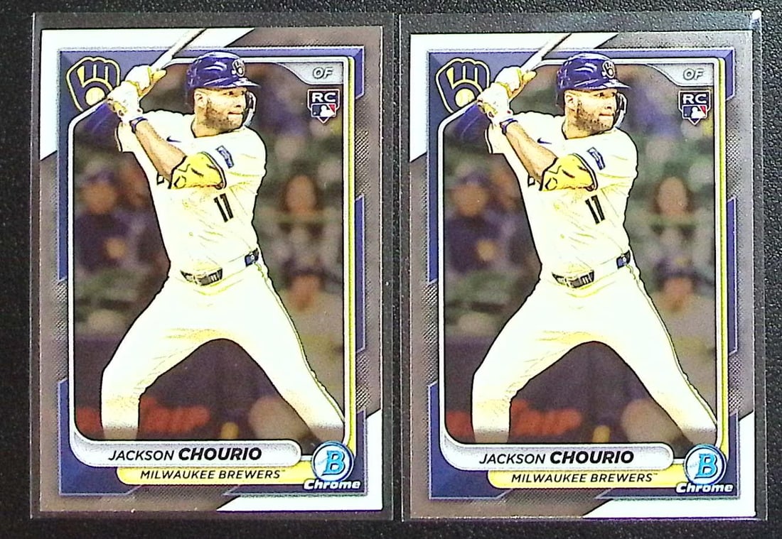 Lot of 2 Jackson Chourio Rookie Cards 2024 Bowman Chrome #69 Milwaukee Brewers (1 of 2)