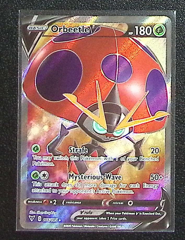 Pokemon Vivid Voltage Orbeetle V Full Art Ultra Rare #166: Pokemon Trading Card Game Cards, Charizard, Pikachu, Mewtwo, Reverse Holo, Holo Rare, Secret Rare Cards, Full Art Cards, Eevee, Ultra Rare Card, Illustration Rare, Special Illustration Rare SIR