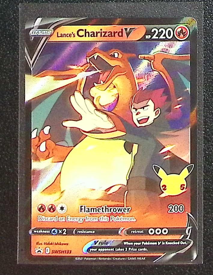 Pokemon Sword & Shield Promo Lance's Charizard V #SWSH133: Pokemon Trading Card Game Cards, Charizard, Pikachu, Mewtwo, Reverse Holo, Holo Rare, Secret Rare Cards, Full Art Cards, Eevee, Ultra Rare Card, Illustration Rare, Special Illustration Rare SIR