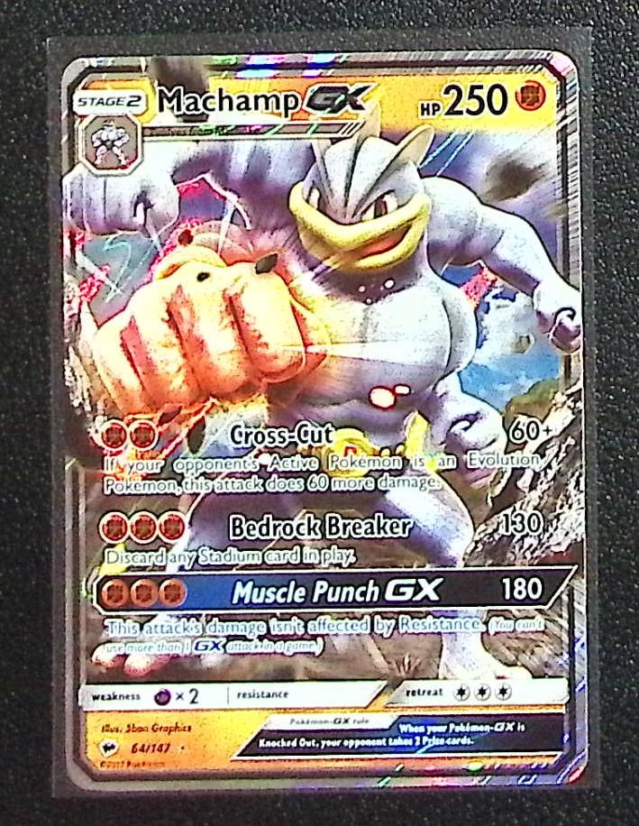Pokemon Burning Shadows Machamp Gx Ultra Rare #64 LP: Pokemon Trading Card Game Cards, Charizard, Pikachu, Mewtwo, Reverse Holo, Holo Rare, Secret Rare Cards, Full Art Cards, Eevee, Ultra Rare Card, Illustration Rare, Special Illustration Rare SIR
