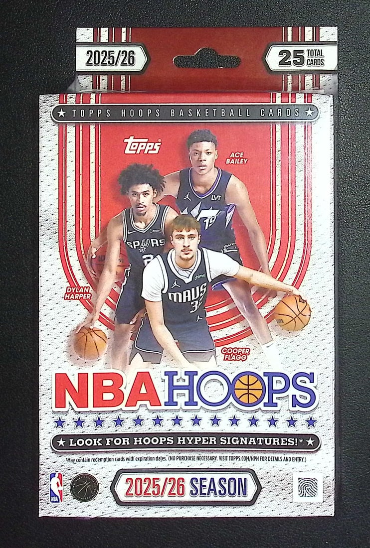2025 Topps NBA Hoops Basketball HANGER BOX: Cooper Flagg & Kon Kneuppel Rookie Cards (1 of 1)