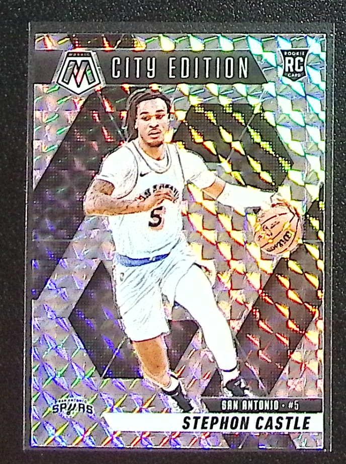Stephon Castle Rookie Card Silver Mosaic Prizm 2024-25 Mosaic #290 San Antonio Spurs (1 of 2)