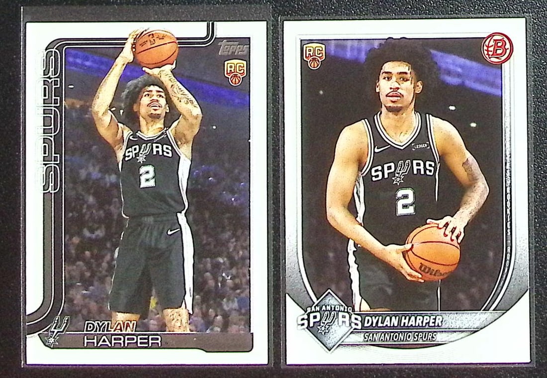 Lot of 2 Dylan Harper Rookie Cards. Topps #202 & Bowman #2. San Antonio Spurs (1 of 2)