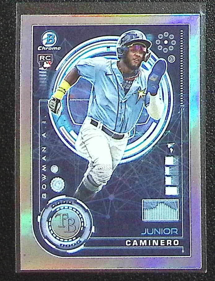Junior Caminero Rookie Card AI Refractor 2024 Bowman Chrome #BAI-20 Tampa Bay Rays (1 of 2)