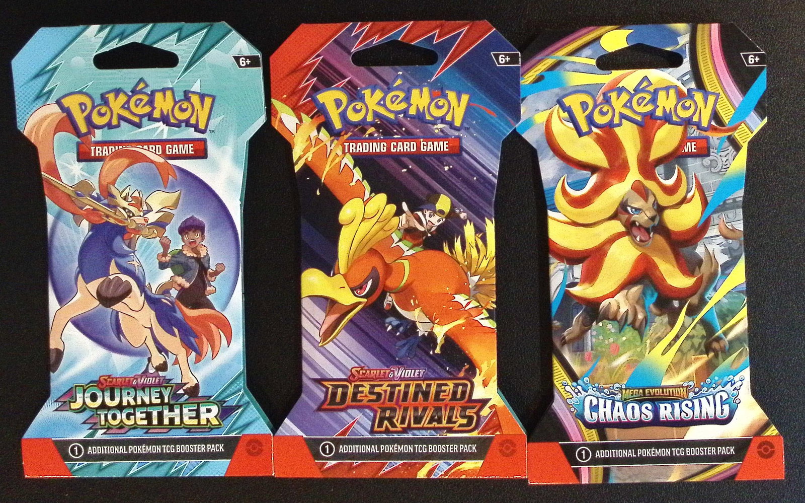 3 COUNT: 1 - Pokemon Chaos Rising, 1 - Destined Rivals, & 1 - Journey Together Booster Packs (1 of 1)