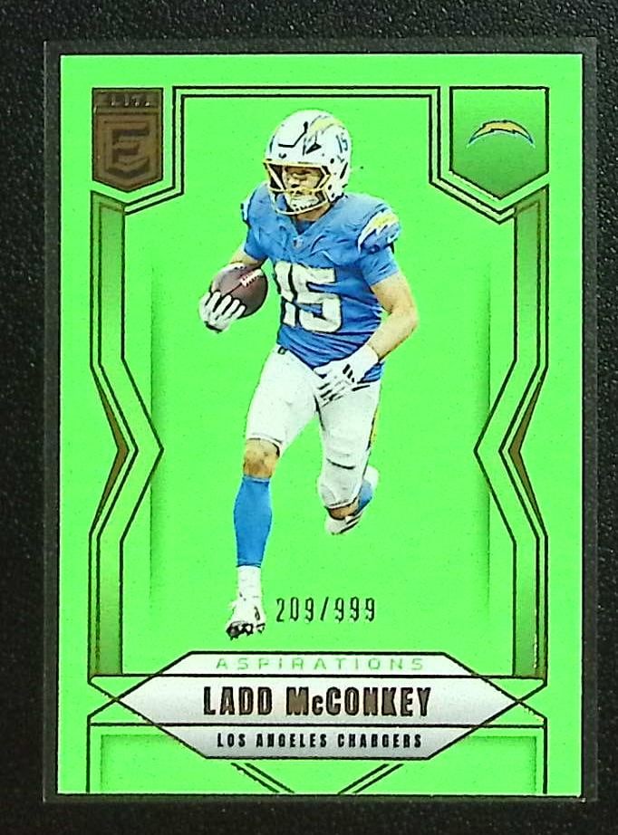 Ladd McConkey Aspirations Green /999 2025 Donruss Elite #38 Los Angeles Chargers: Donruss Football NFL Trading & Sports Cards, Sports Cards for Sale Near Me, Valuable Memorabilia Auction Lots Sold On Line, SP, SSP