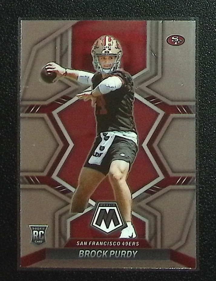 Brock Purdy Rookie Card 2022 Panini Mosaic #367 San Francisco 49ers: Panini Select, Prizm, Mosaic, Contenders, Zenith, Phoenix, Illusions, Absolute, Rookie NFL Sports Trading Cards, SP, SSP, Cards, Football Cards for Sale Near Me, Superbowl & Hall of Fame Player Cards,